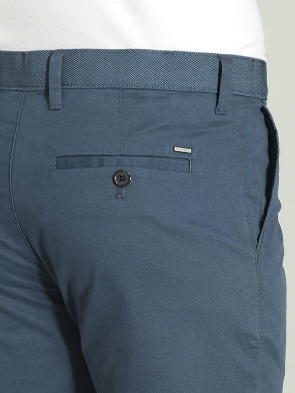 Indian Terrain Men's Slim Fit Solid Blue Shorts